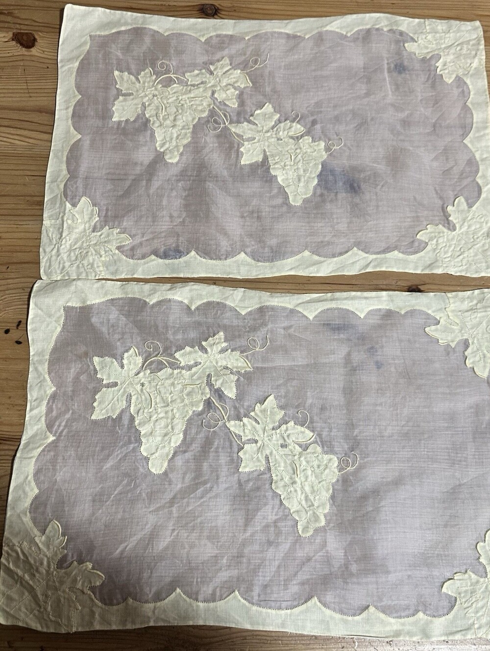 Delicate Vintage Grape Embroidered Place Mats Set Of 2 Coquette Home Decor